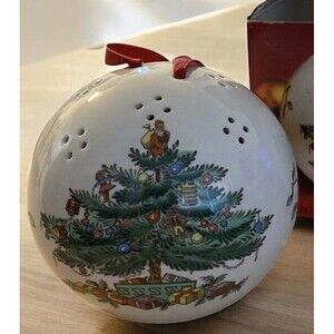 Spode Christmas Tree Ornament Scented Pomander Refillable Ceramic Ball Orig Box